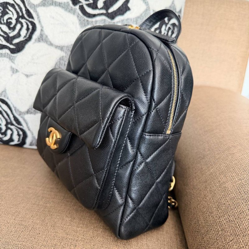 *SHIHNA名牌精品* Chanel 25K 黑金荔枝皮雙肩背包-5