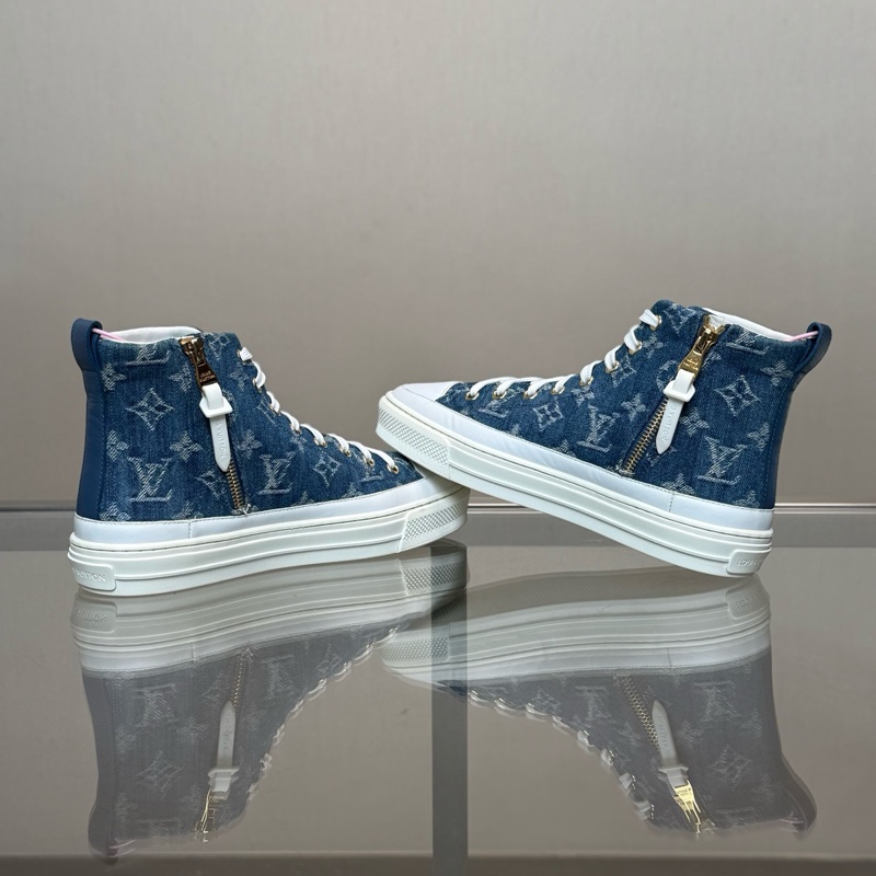 LOUIS VUITTON/路易威登 LV Stellar 牛仔藍 滿印老花高幫板鞋 尺碼/37-2