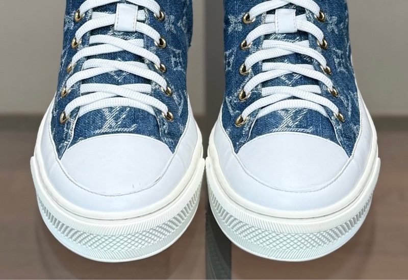 LOUIS VUITTON/路易威登 LV Stellar 牛仔藍 滿印老花高幫板鞋 尺碼/37-9