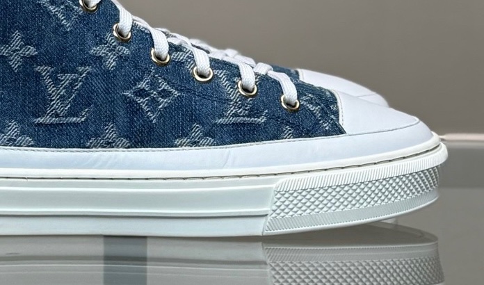 LOUIS VUITTON/路易威登 LV Stellar 牛仔藍 滿印老花高幫板鞋 尺碼/37-10