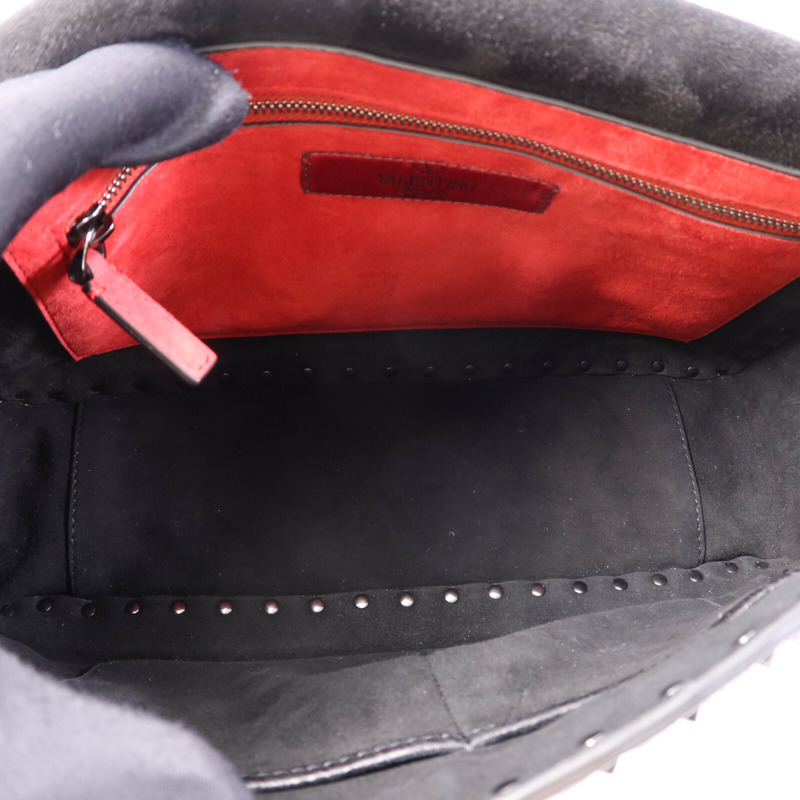 Valentino 牛皮皮革Garavani Large Rock Stud鏈帶手挽肩背兩用袋-4