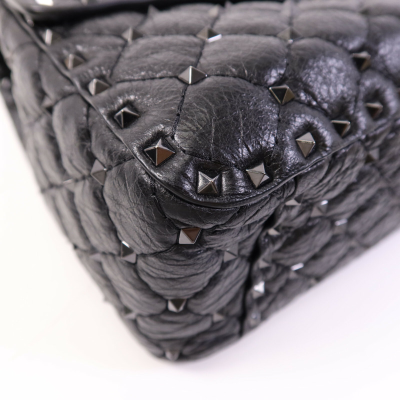 Valentino 牛皮皮革Garavani Large Rock Stud鏈帶手挽肩背兩用袋-11