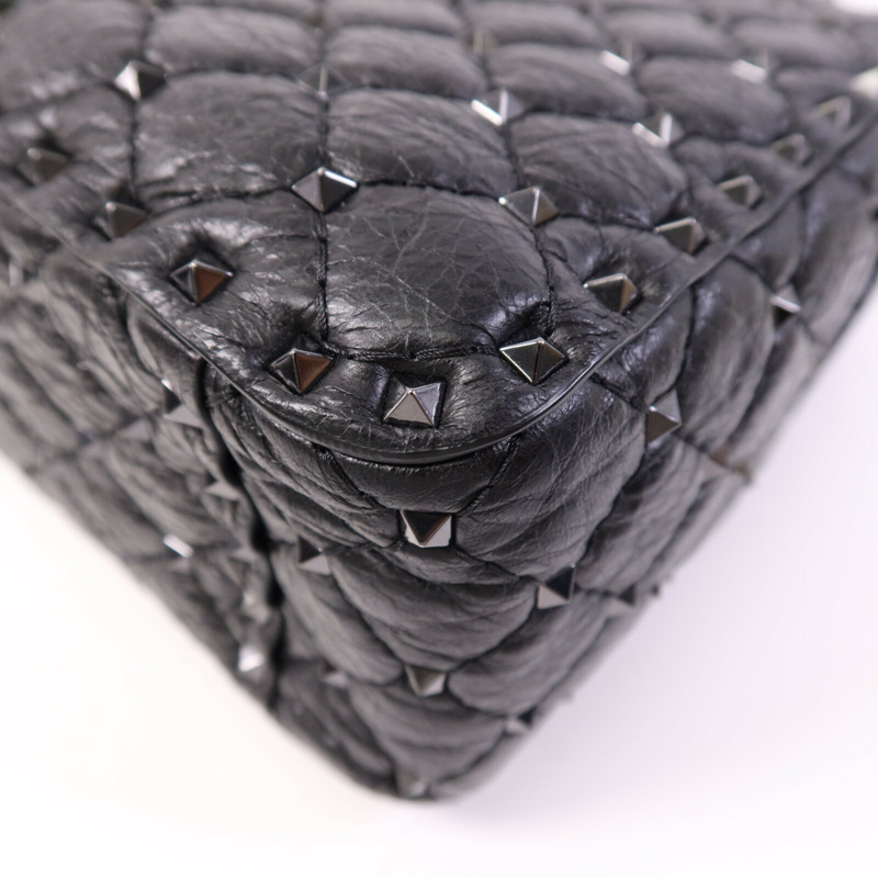 Valentino 牛皮皮革Garavani Large Rock Stud鏈帶手挽肩背兩用袋-12