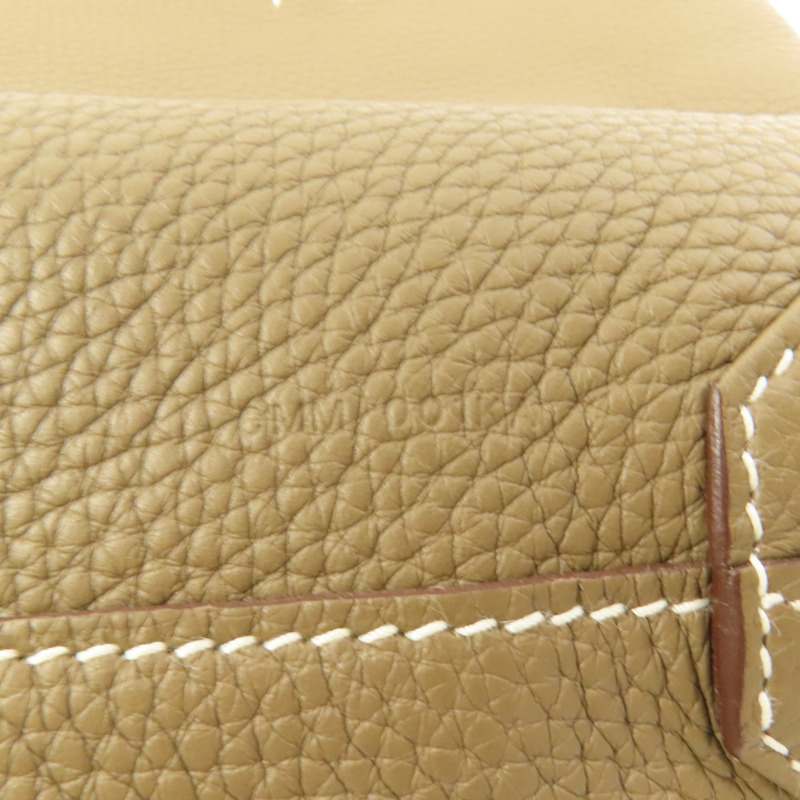 HERMES Clemence皮革Double Sens 35手挽袋 Etoupe/Rouge Tomato-7