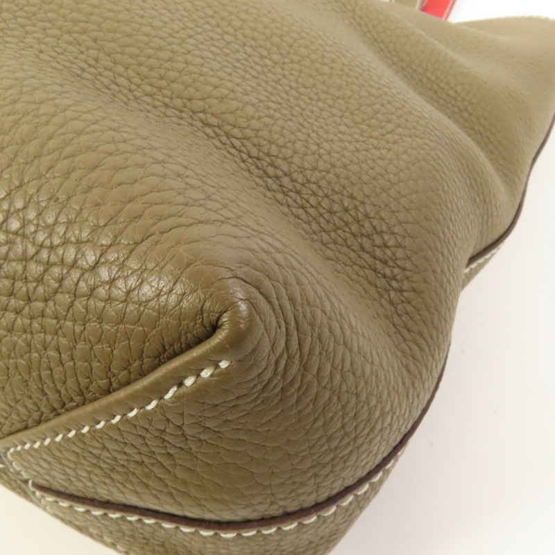 HERMES Clemence皮革Double Sens 35手挽袋 Etoupe/Rouge Tomato-9