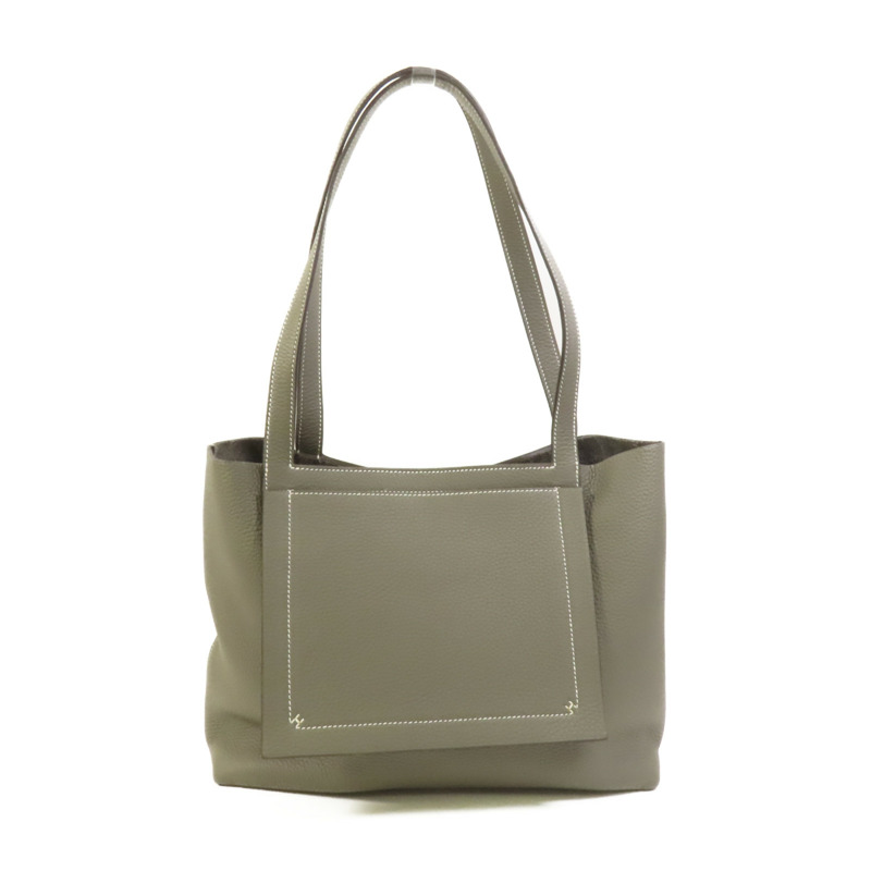 HERMES Clemence皮革Cabasellier 31手挽袋Gris Meyer-0
