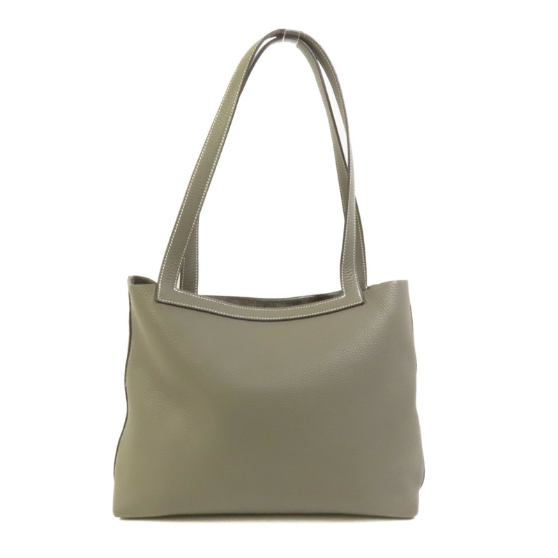 HERMES Clemence皮革Cabasellier 31手挽袋Gris Meyer-1