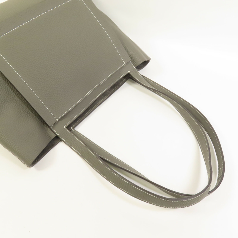 HERMES Clemence皮革Cabasellier 31手挽袋Gris Meyer-4