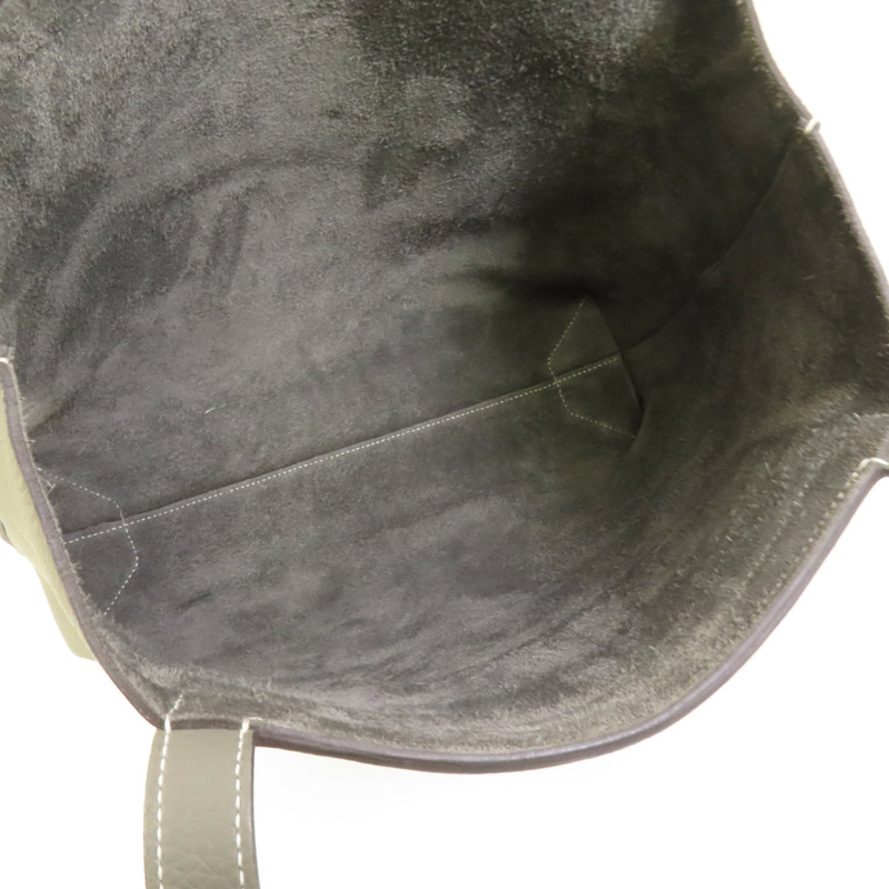 HERMES Clemence皮革Cabasellier 31手挽袋Gris Meyer-5