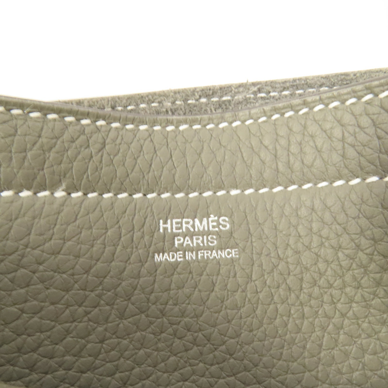 HERMES Clemence皮革Cabasellier 31手挽袋Gris Meyer-6