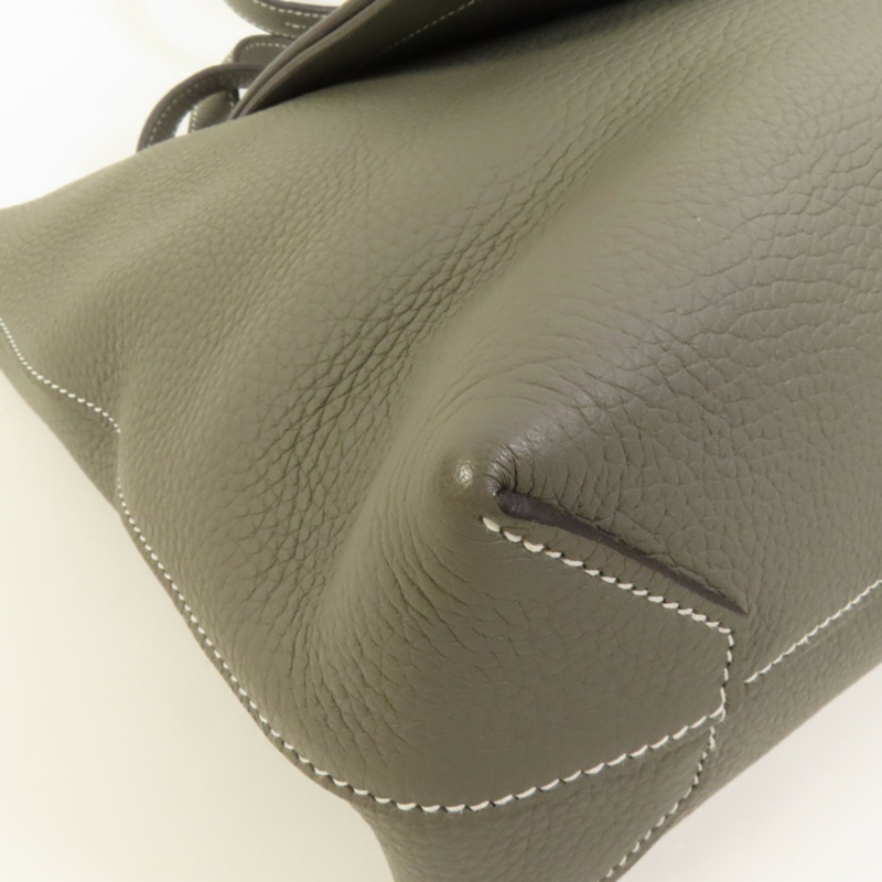 HERMES Clemence皮革Cabasellier 31手挽袋Gris Meyer-9