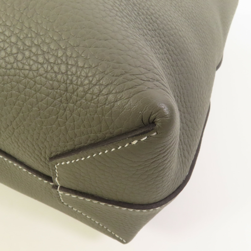 HERMES Clemence皮革Cabasellier 31手挽袋Gris Meyer-11