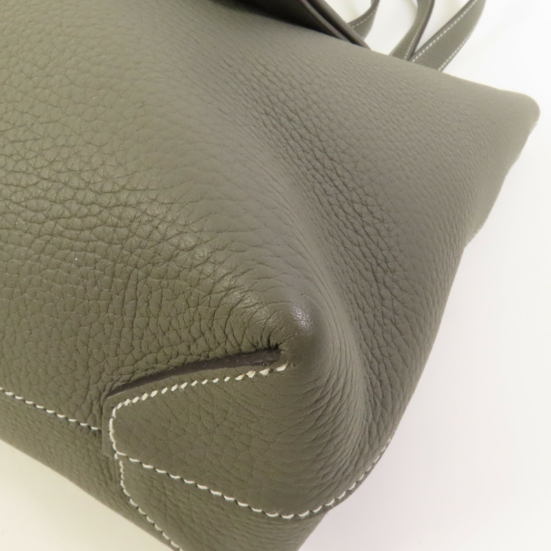 HERMES Clemence皮革Cabasellier 31手挽袋Gris Meyer-12