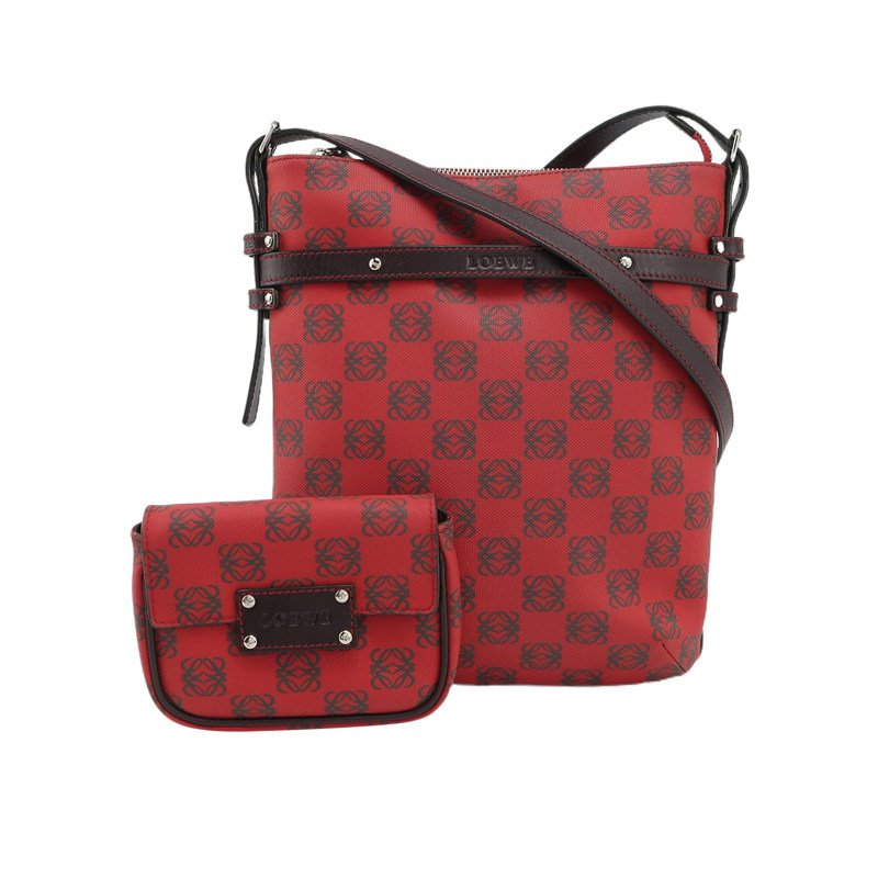 Loewe牛皮老花壓紋字母Logo字母包斜挎包單肩包-0