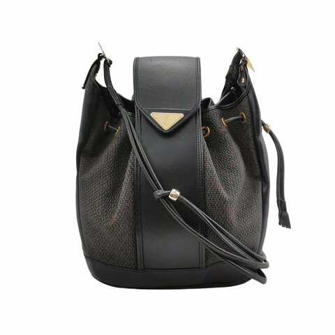 Saint Laurent牛皮拼色三角YSL logo水桶包單肩包