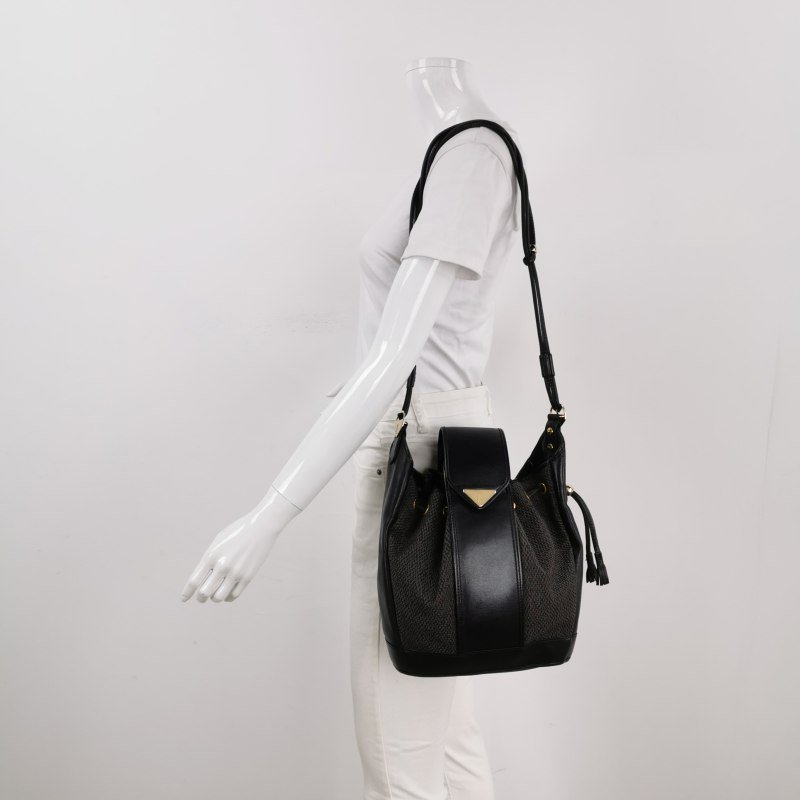 Saint Laurent牛皮拼色三角YSL logo水桶包單肩包-1