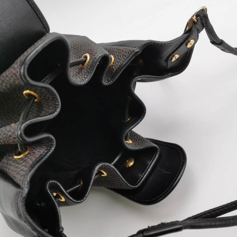 Saint Laurent牛皮拼色三角YSL logo水桶包單肩包-6