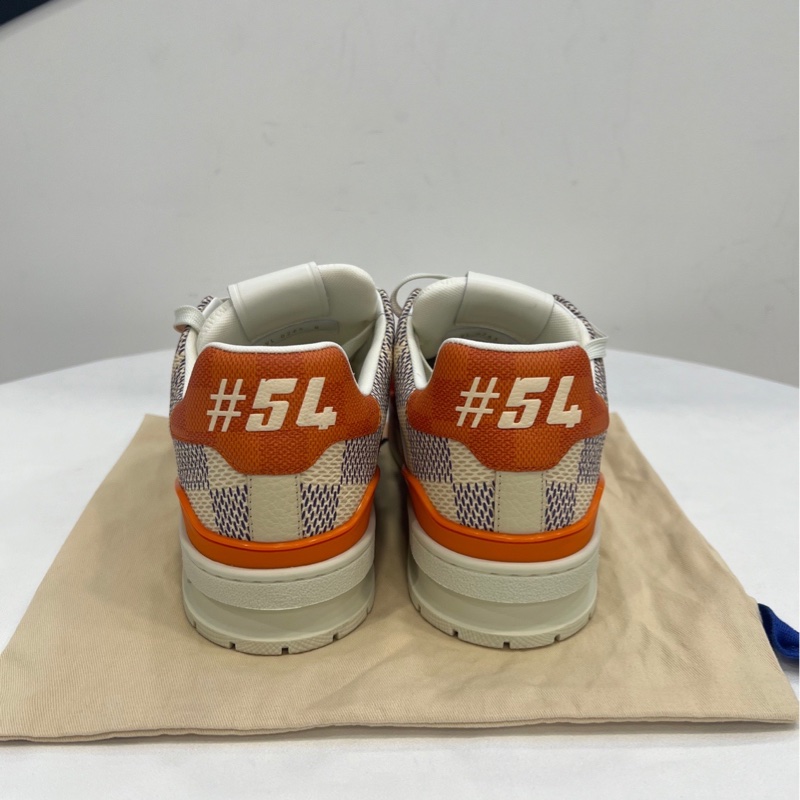 路易威登/Louis Vuitton 橙色蘇富比棋盤格 低幫板鞋 男款 牛皮革EU42碼-1