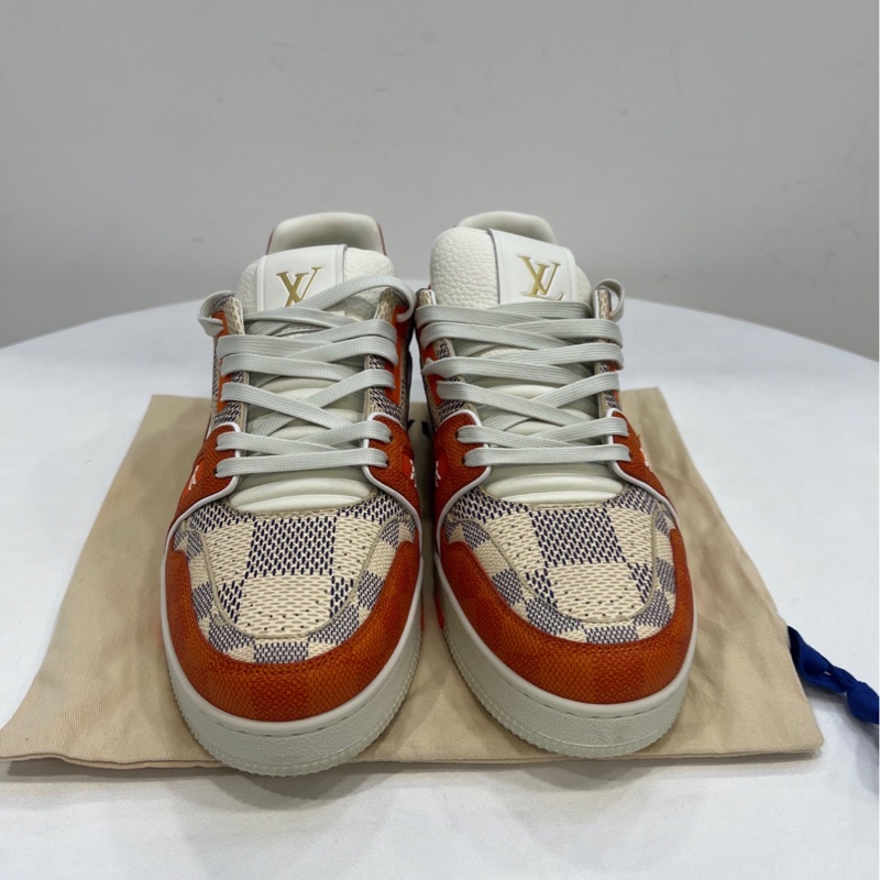 路易威登/Louis Vuitton 橙色蘇富比棋盤格 低幫板鞋 男款 牛皮革EU42碼-6