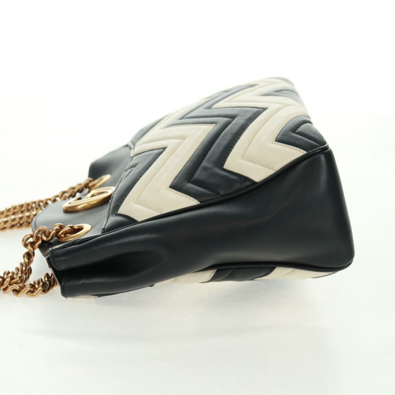 【日本直送】GUCCI GG Marmont 鏈條單肩包 黑色 金色 443501 正品 161601V-2