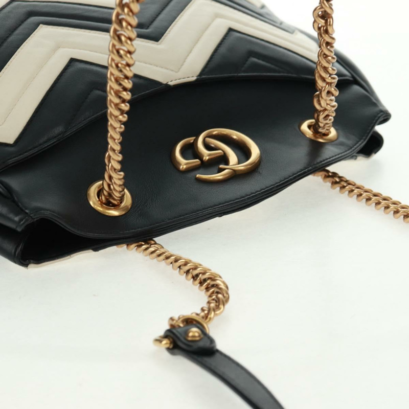 【日本直送】GUCCI GG Marmont 鏈條單肩包 黑色 金色 443501 正品 161601V-5