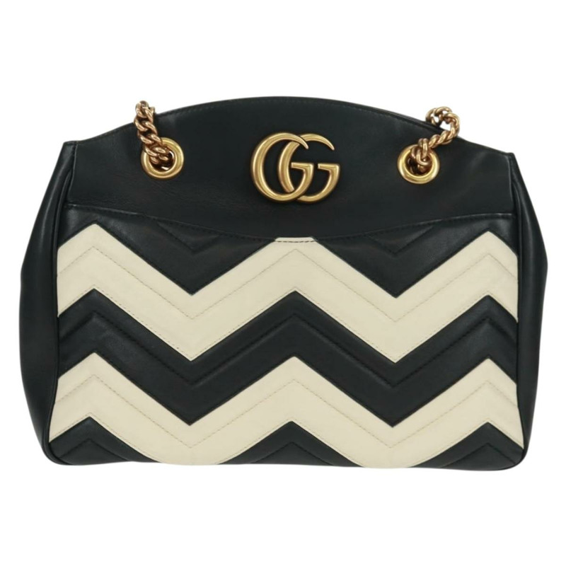 【日本直送】GUCCI GG Marmont 鏈條單肩包 黑色 金色 443501 正品 161601V-12