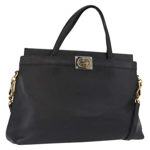 GUCCI 黑色金色皮革單肩包 630595 正品 164492