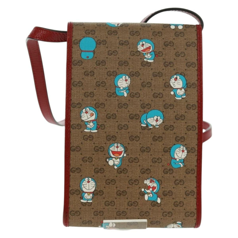 【日本直送】GUCCI Micro GG Supreme哆啦A夢肩包 PVC 米色 金色 647805 正品 163610M-1