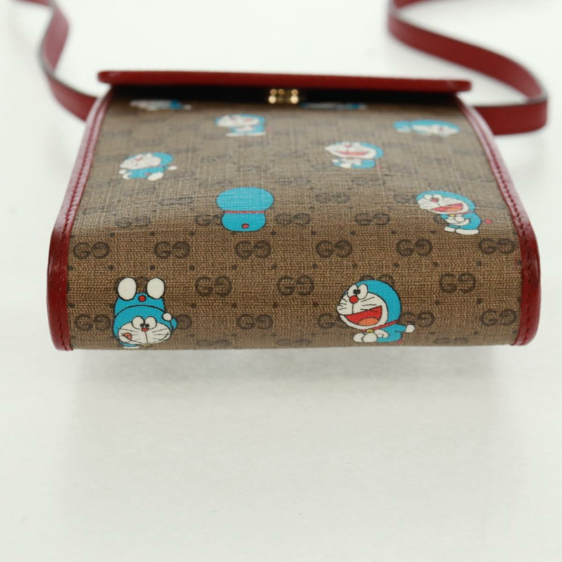 【日本直送】GUCCI Micro GG Supreme哆啦A夢肩包 PVC 米色 金色 647805 正品 163610M-4