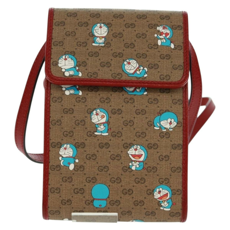 【日本直送】GUCCI Micro GG Supreme哆啦A夢肩包 PVC 米色 金色 647805 正品 163610M-12