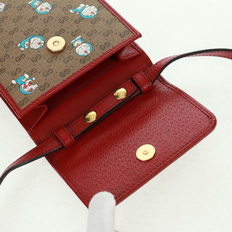 【日本直送】GUCCI Micro GG Supreme哆啦A夢肩包 PVC 米色 金色 647805 正品 163610M-17