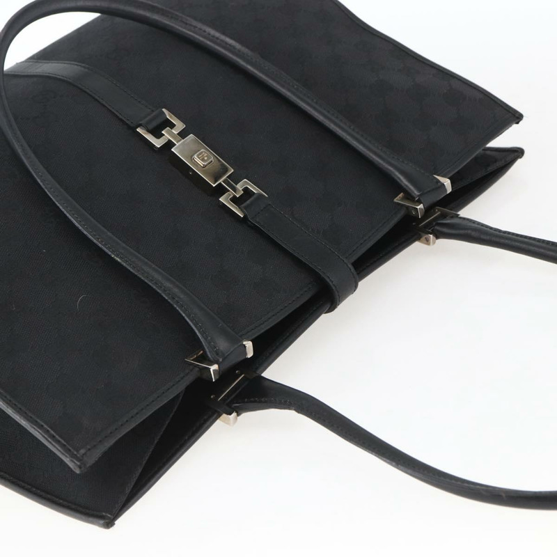 【日本直送】GUCCI GG帆布Jackie托特包 黑色 銀色 002 1074 正品 165425-5