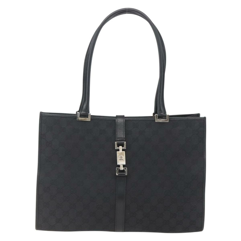 【日本直送】GUCCI GG帆布Jackie托特包 黑色 銀色 002 1074 正品 165425-12