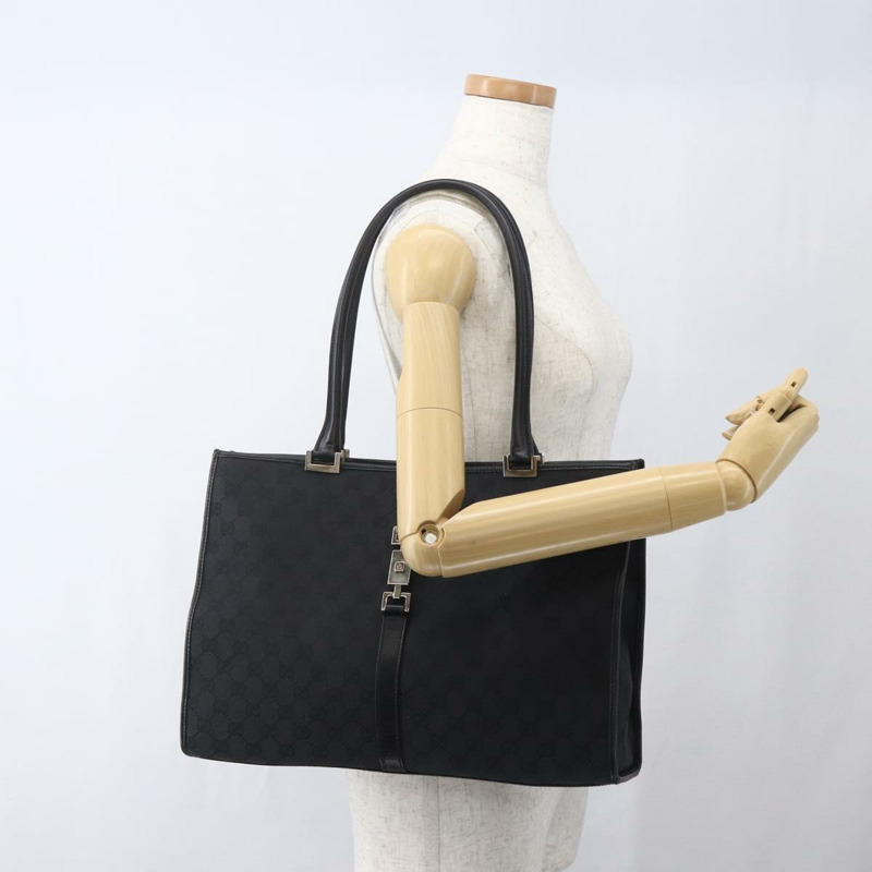 【日本直送】GUCCI GG帆布Jackie托特包 黑色 銀色 002 1074 正品 165425-21