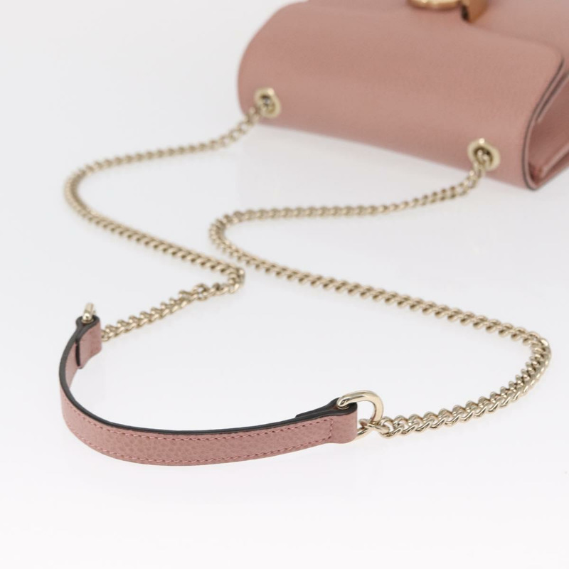 【日本直送】GUCCI 互扣鏈條肩背包 皮革 粉紅金 510304 正品 ka1595M-6