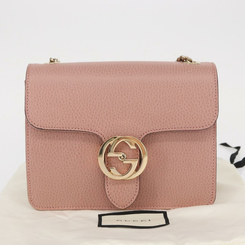 【日本直送】GUCCI 互扣鏈條肩背包 皮革 粉紅金 510304 正品 ka1595M-11