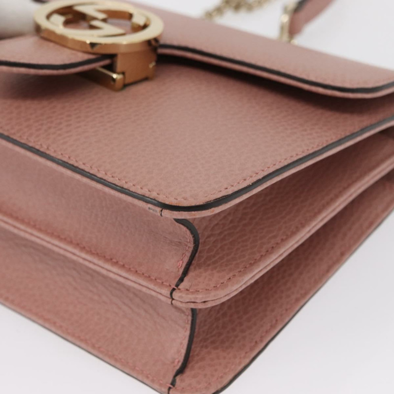 【日本直送】GUCCI 互扣鏈條肩背包 皮革 粉紅金 510304 正品 ka1595M-13