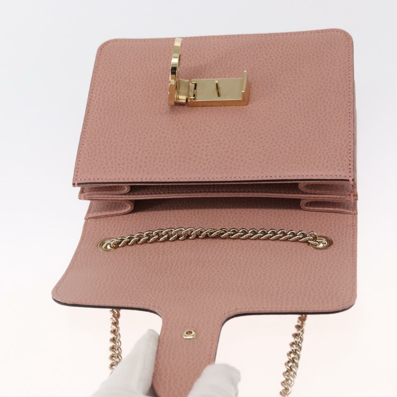 【日本直送】GUCCI 互扣鏈條肩背包 皮革 粉紅金 510304 正品 ka1595M-17