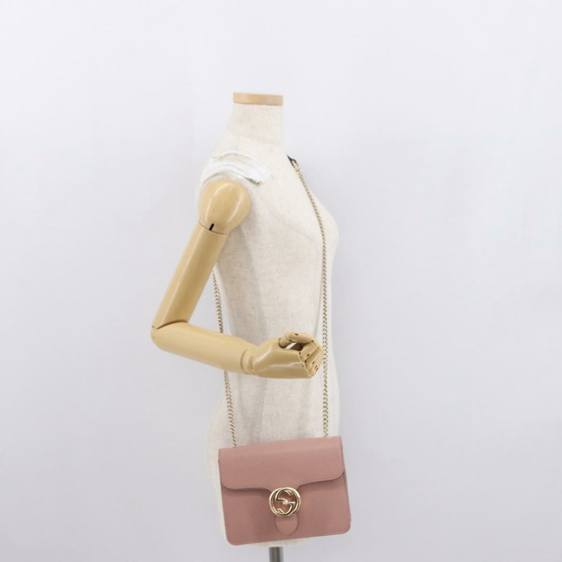 【日本直送】GUCCI 互扣鏈條肩背包 皮革 粉紅金 510304 正品 ka1595M-25