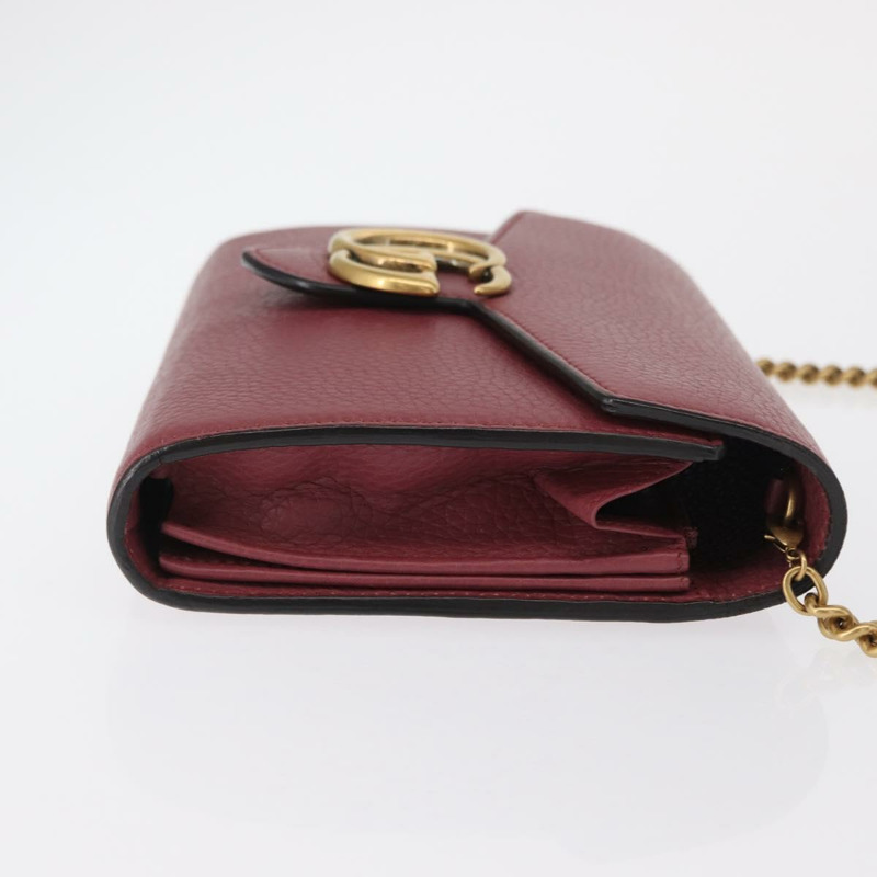 【日本直送】GUCCI GG Marmont 鏈條單肩包 皮革 粉金 401232 正品 ka1546SAV-2