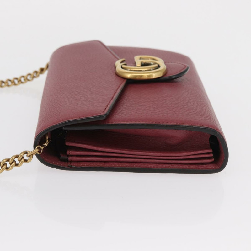 【日本直送】GUCCI GG Marmont 鏈條單肩包 皮革 粉金 401232 正品 ka1546SAV-3