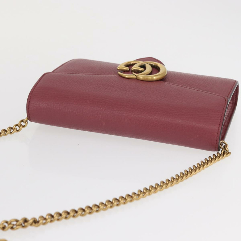 【日本直送】GUCCI GG Marmont 鏈條單肩包 皮革 粉金 401232 正品 ka1546SAV-5