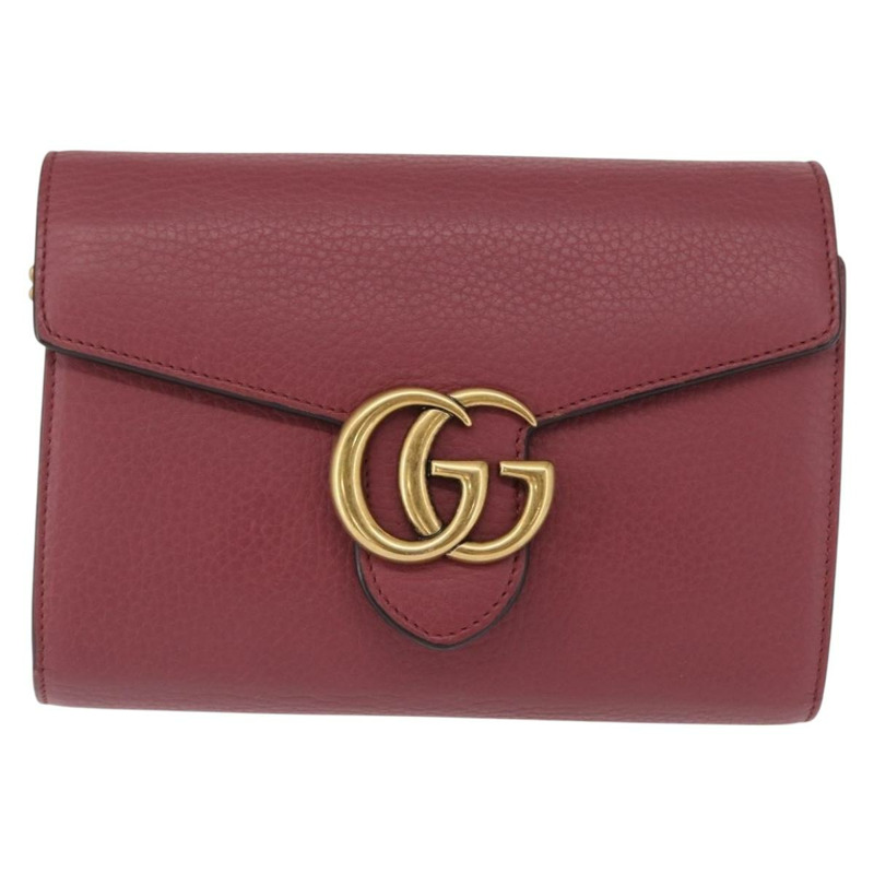 【日本直送】GUCCI GG Marmont 鏈條單肩包 皮革 粉金 401232 正品 ka1546SAV-12