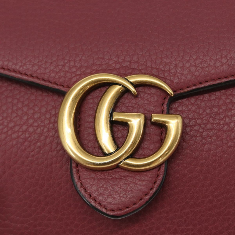 【日本直送】GUCCI GG Marmont 鏈條單肩包 皮革 粉金 401232 正品 ka1546SAV-16