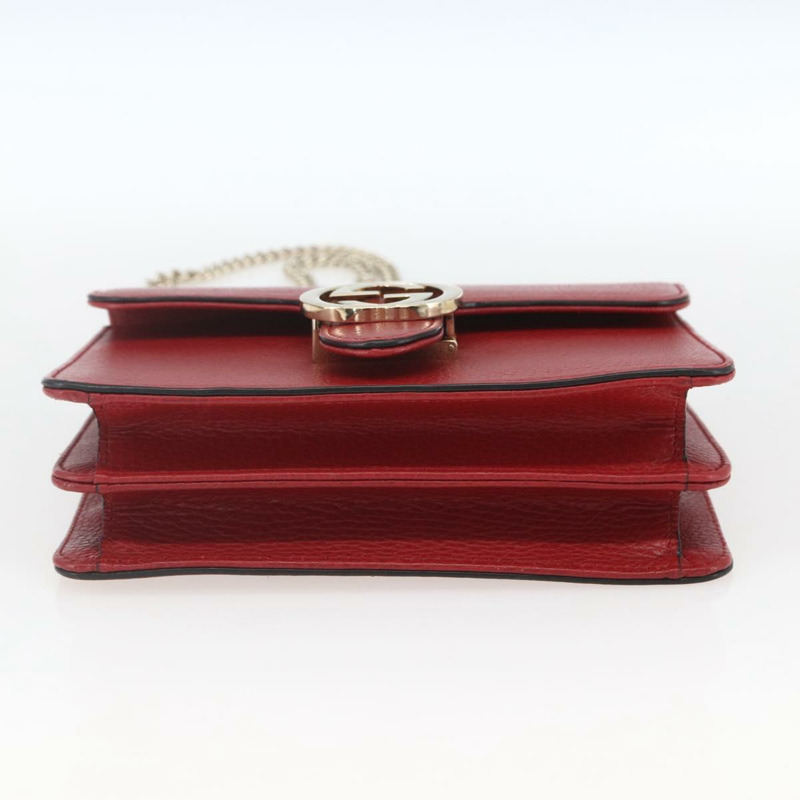 【日本直送】GUCCI 鏈條互扣式肩背包 皮革 紅色 金色 510304 正品 ka1541M-4