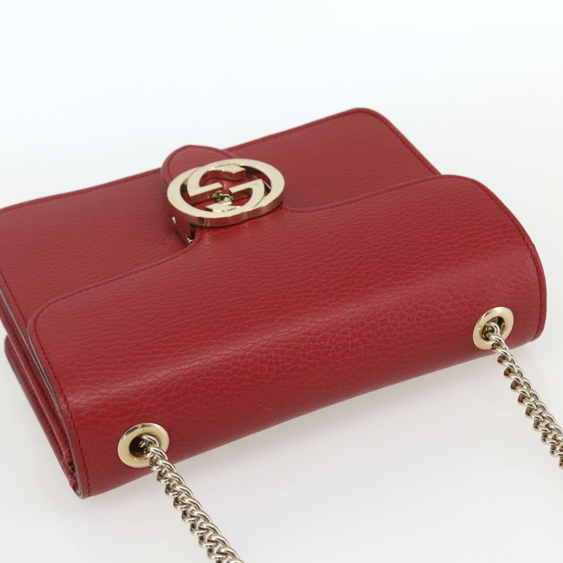 【日本直送】GUCCI 鏈條互扣式肩背包 皮革 紅色 金色 510304 正品 ka1541M-5