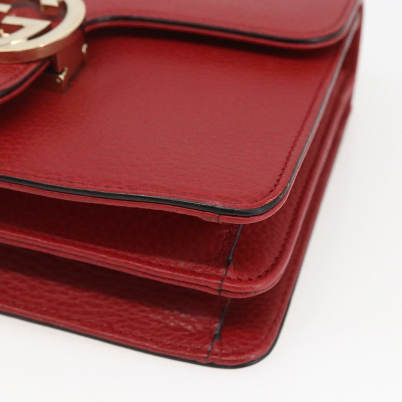 【日本直送】GUCCI 鏈條互扣式肩背包 皮革 紅色 金色 510304 正品 ka1541M-8