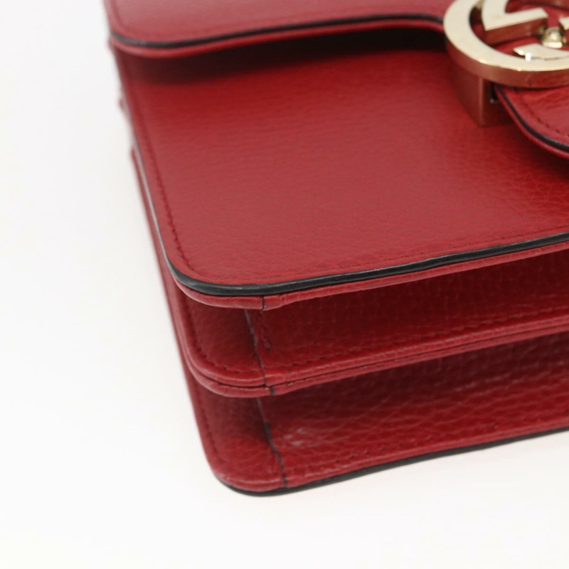 【日本直送】GUCCI 鏈條互扣式肩背包 皮革 紅色 金色 510304 正品 ka1541M-13