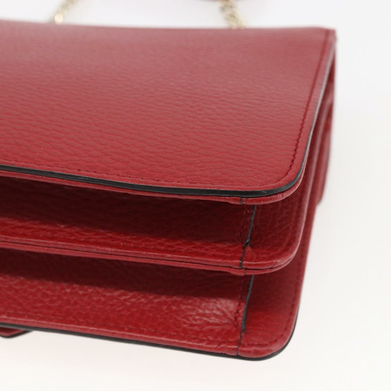 【日本直送】GUCCI 鏈條互扣式肩背包 皮革 紅色 金色 510304 正品 ka1541M-14