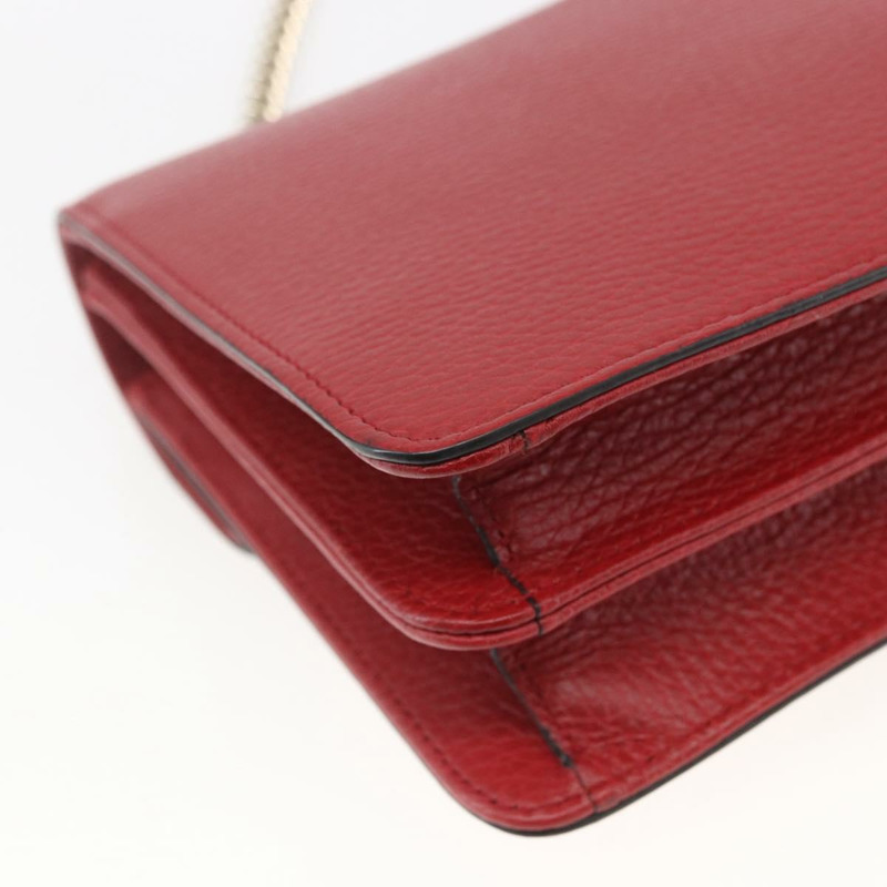 【日本直送】GUCCI 鏈條互扣式肩背包 皮革 紅色 金色 510304 正品 ka1541M-15